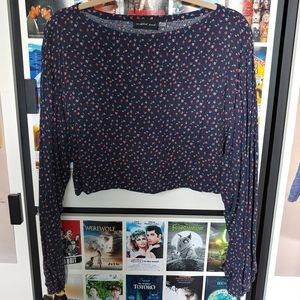 Mustard Seed Floral Cropped Blouse